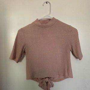Forever 21 blush pink open back mock neck shirt. Size small. Adjustable back.